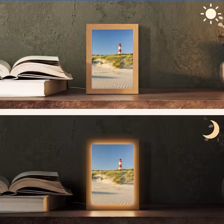 Vuurtoren - Strand - Landschap - Duinen Light Box met kabel (Tafellamp) klein -sfeer3