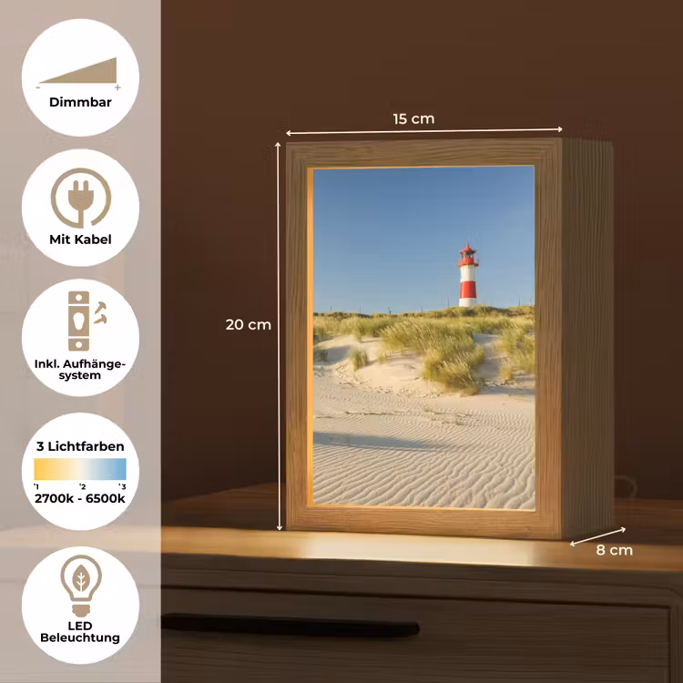 Vuurtoren - Strand - Landschap - Duinen Light Box met kabel (Tafellamp) klein -USP_DE