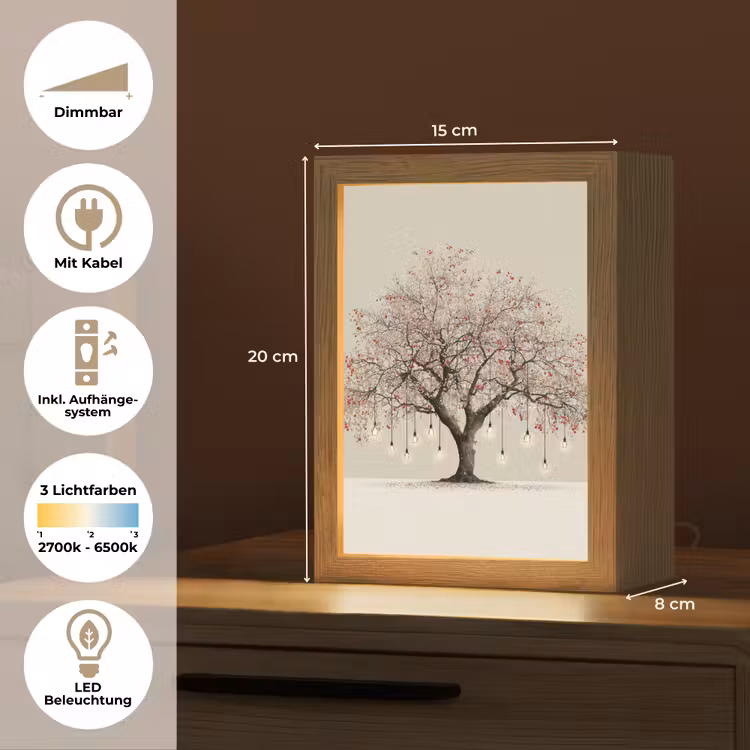 Lichtboom - Winter - Kerst - Meerkleurig Light Box met kabel (Tafellamp) klein -USP_DE
