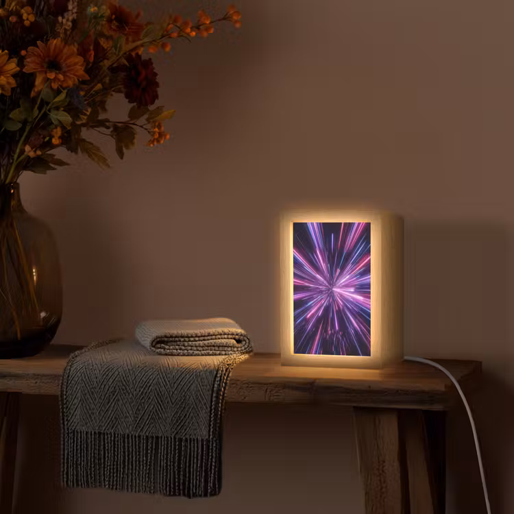 Lichtsnelheid - Ruimte - Roze - Paars Light Box met kabel (Tafellamp) klein -sfeer4