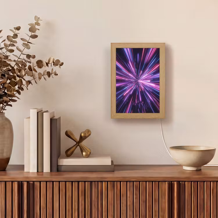 Lichtsnelheid - Ruimte - Roze - Paars Light Box met kabel (Tafellamp) klein -sfeer2