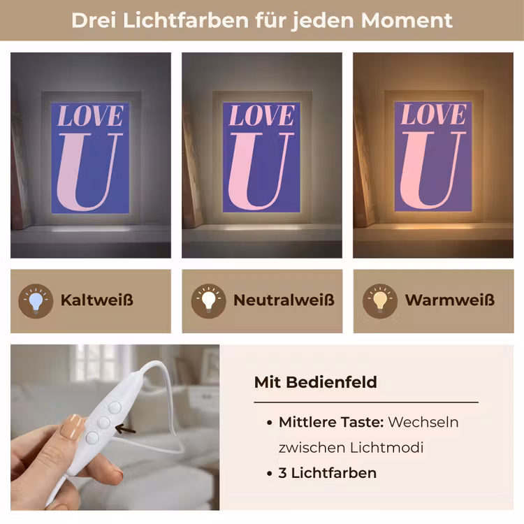 Love - Blauw - Valentijn Light Box met kabel (Tafellamp) klein -USP_lichtkleurDE