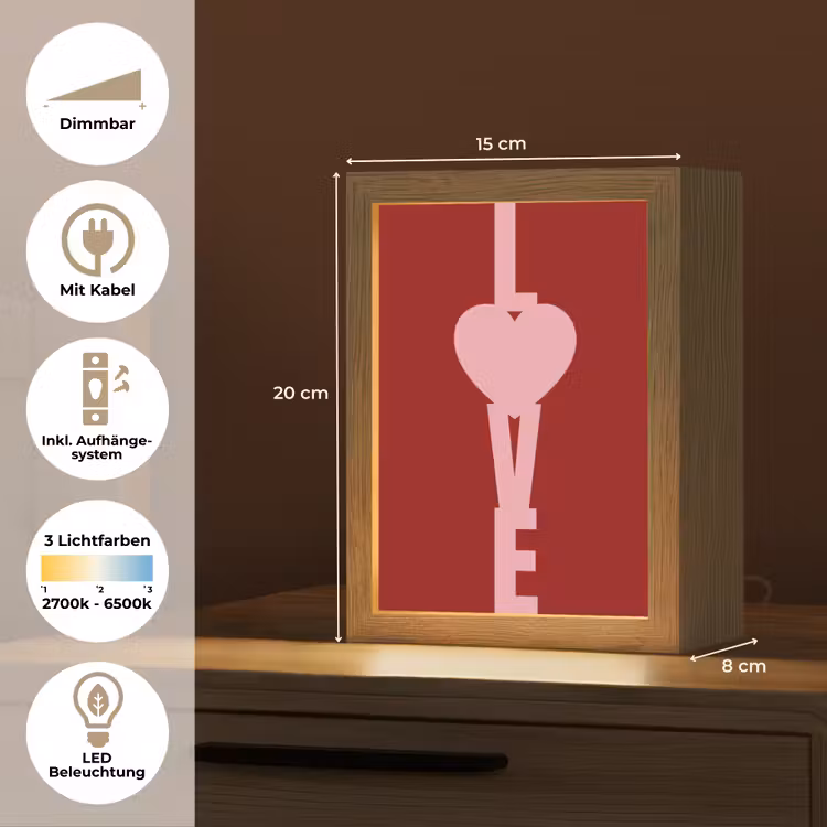 Love - Hart - Rood Light Box met kabel (Tafellamp) klein -USP_DE
