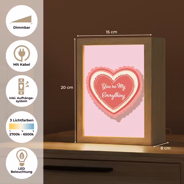 Liefde - Hart - Valentijn Light Box met kabel (Tafellamp) klein -USP_DE