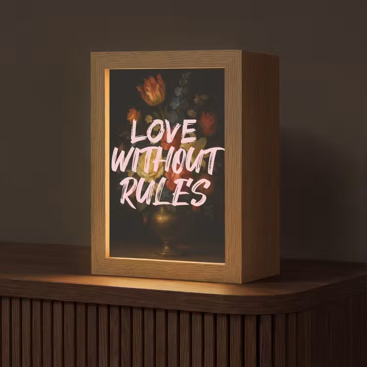 Liefde - Modern - Bloemen Light Box met kabel (Tafellamp) klein -z3d_website