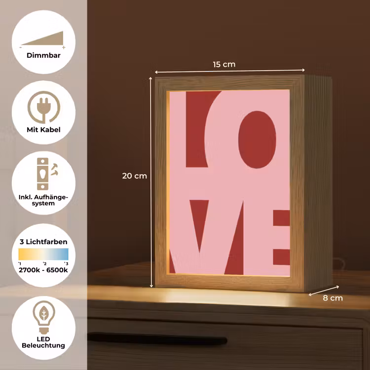Love - Rood - Blokletters Light Box met kabel (Tafellamp) klein -USP_DE
