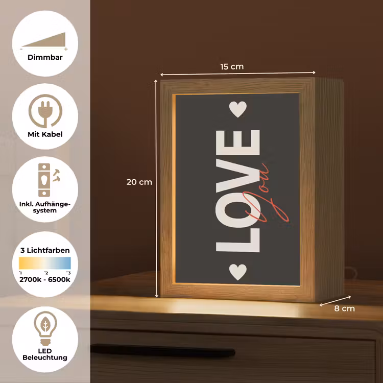 Love - Rood - Valentijn Light Box met kabel (Tafellamp) klein -USP_DE