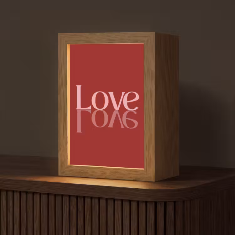 Love - Spiegeling - Rood Light Box met kabel (Tafellamp) klein -z3d_website