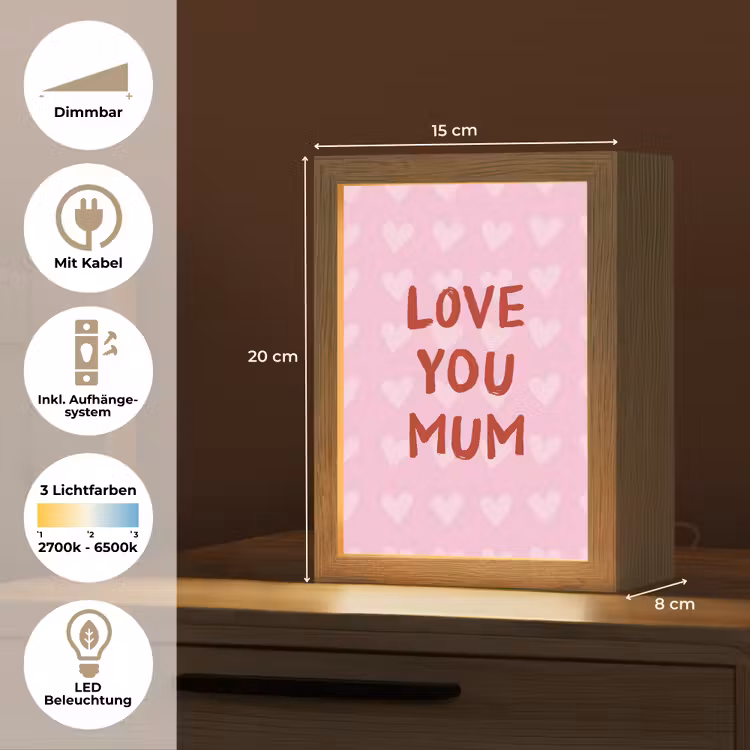 Love - Quote - Moeder - Rood Light Box met kabel (Tafellamp) klein -USP_DE