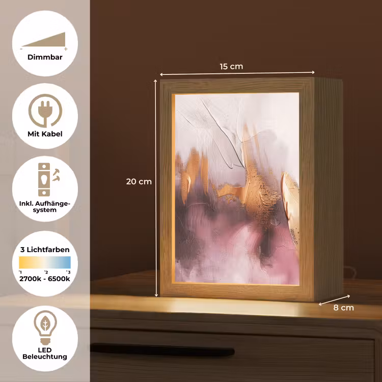 Paars - Abstract - Verf - Goud Light Box met kabel (Tafellamp) klein -USP_DE