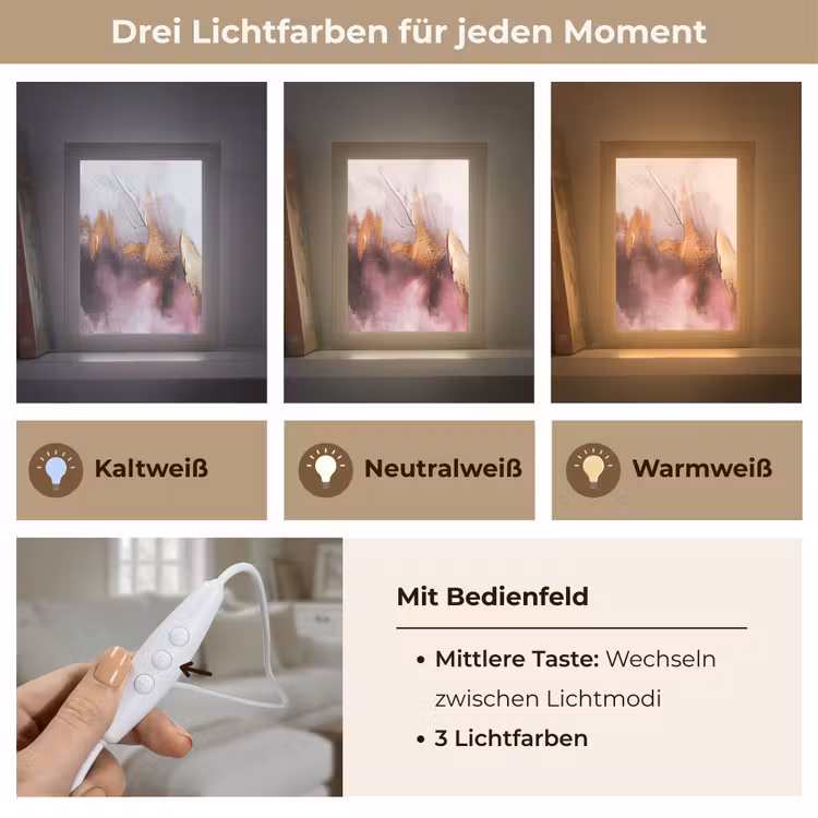 Paars - Abstract - Verf - Goud Light Box met kabel (Tafellamp) klein -USP_lichtkleurDE