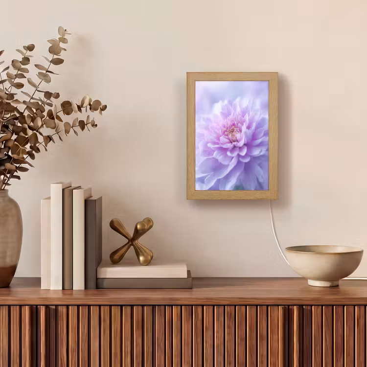 Paars - Dahlia - Dromerig Light Box met kabel (Tafellamp) klein -sfeer2