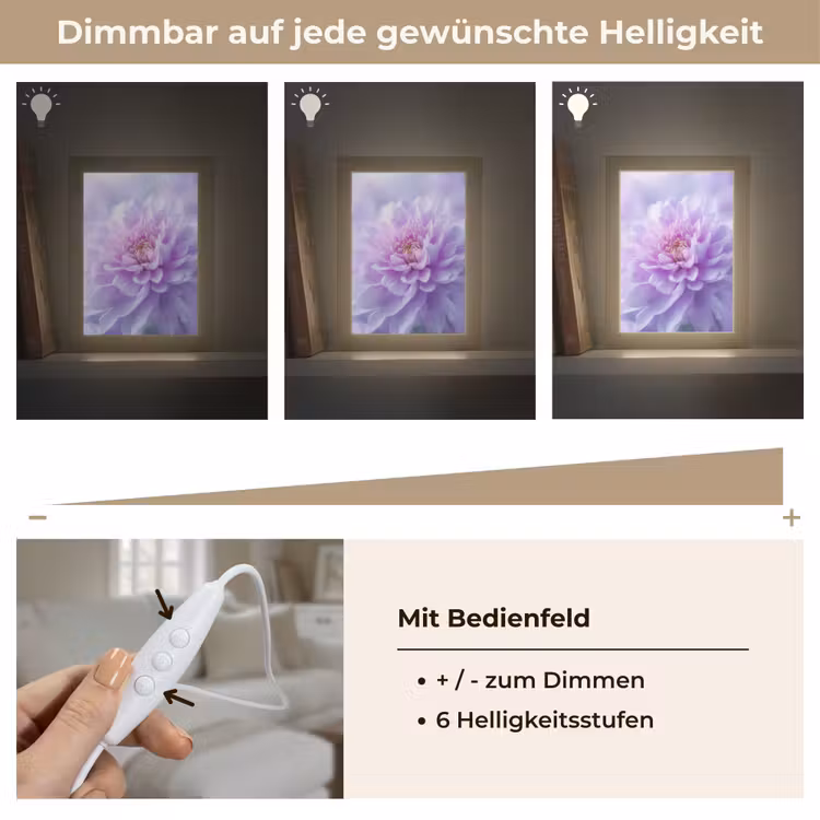 Paars - Dahlia - Dromerig Light Box met kabel (Tafellamp) klein -USP_dimbaarDE