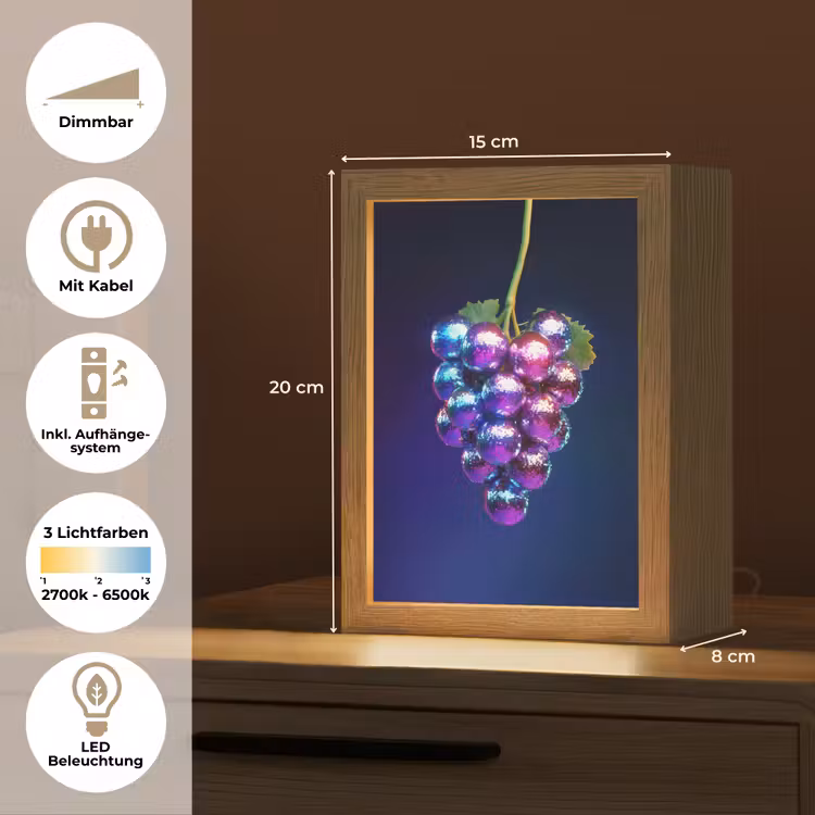 Paars - Disco - Feest - Druif Light Box met kabel (Tafellamp) klein -USP_DE