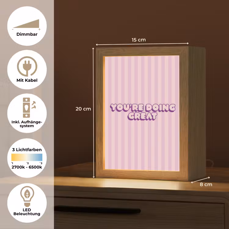 Paars - Strepen - You're doing great - Schaduw Light Box met kabel (Tafellamp) klein -USP_DE