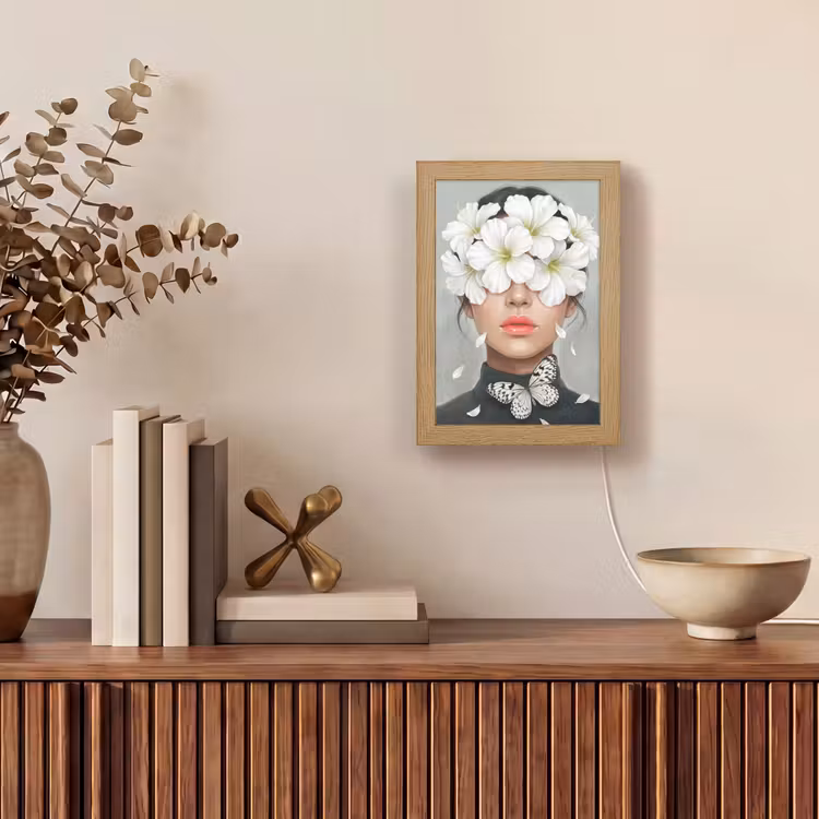 Lelies - Portret - Wit Light Box met kabel (Tafellamp) klein -sfeer2