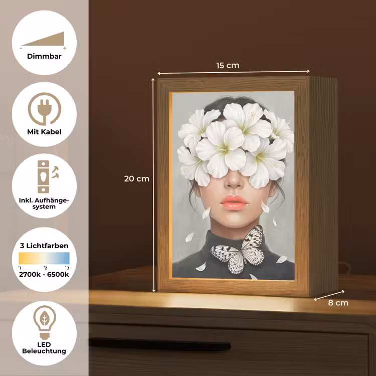 Lelies - Portret - Wit Light Box met kabel (Tafellamp) klein -USP_DE