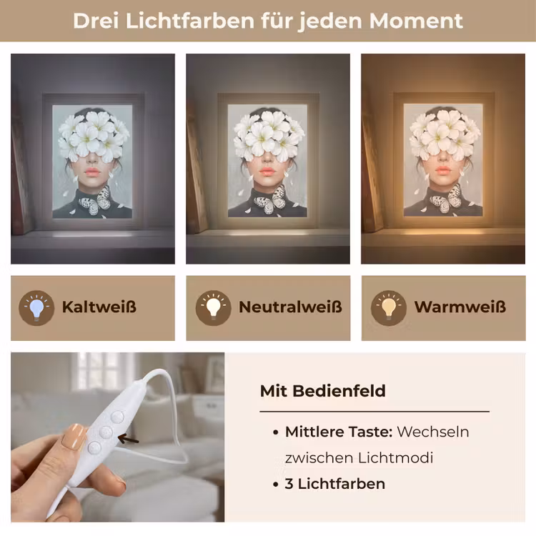 Lelies - Portret - Wit Light Box met kabel (Tafellamp) klein -USP_lichtkleurDE
