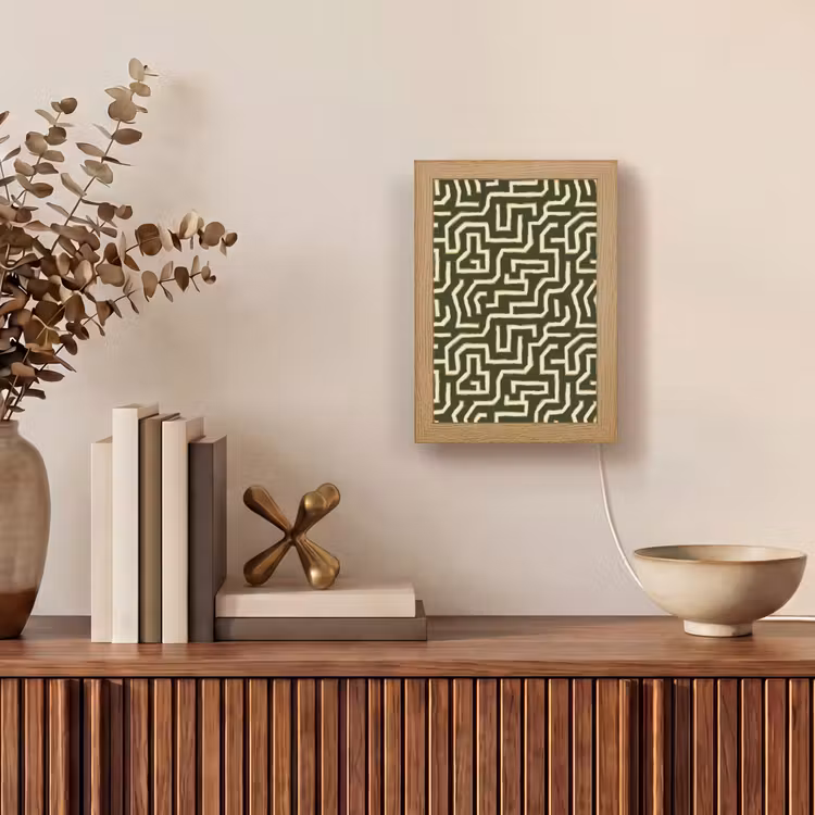 Lijnen - Abstract - Groen Light Box met kabel (Tafellamp) klein 925 -sfeer2