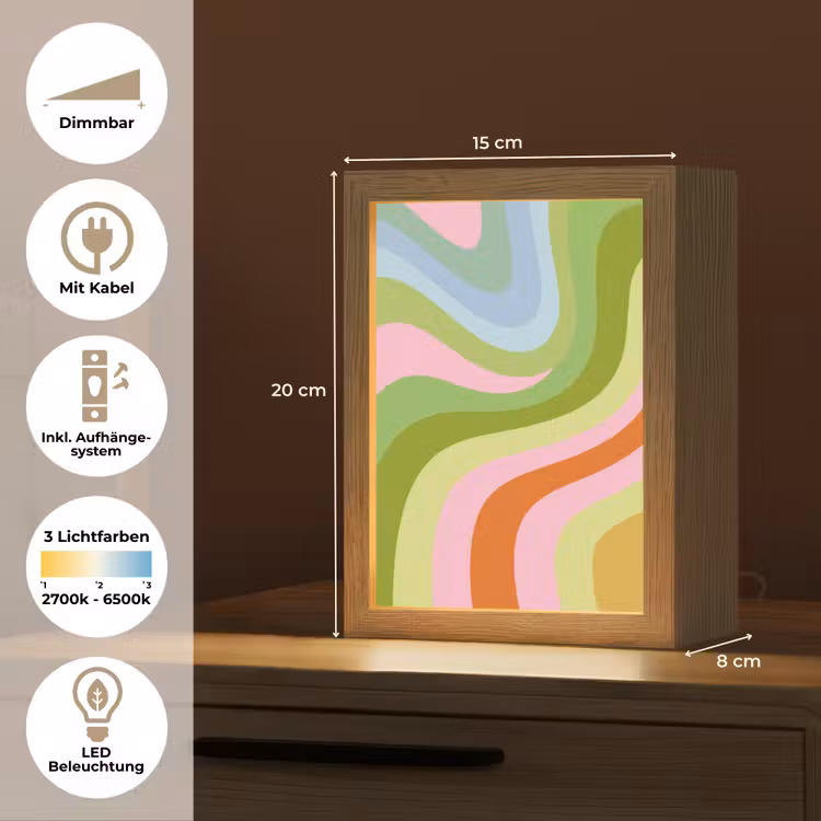 Lijnen - Pasteltinten - Golvend Light Box met kabel (Tafellamp) klein -USP_DE