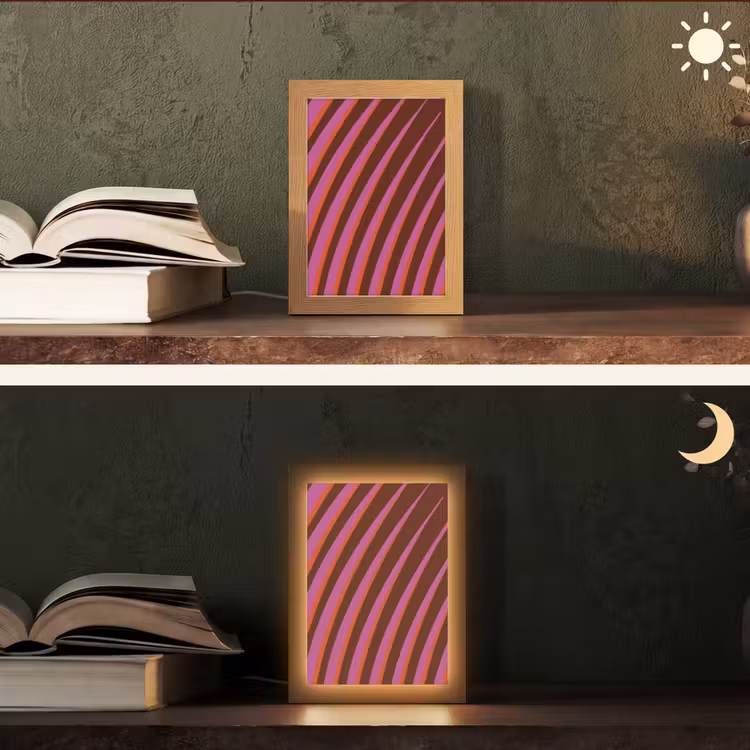 Lijnen - Rood - Beweging Light Box met kabel (Tafellamp) klein -sfeer3