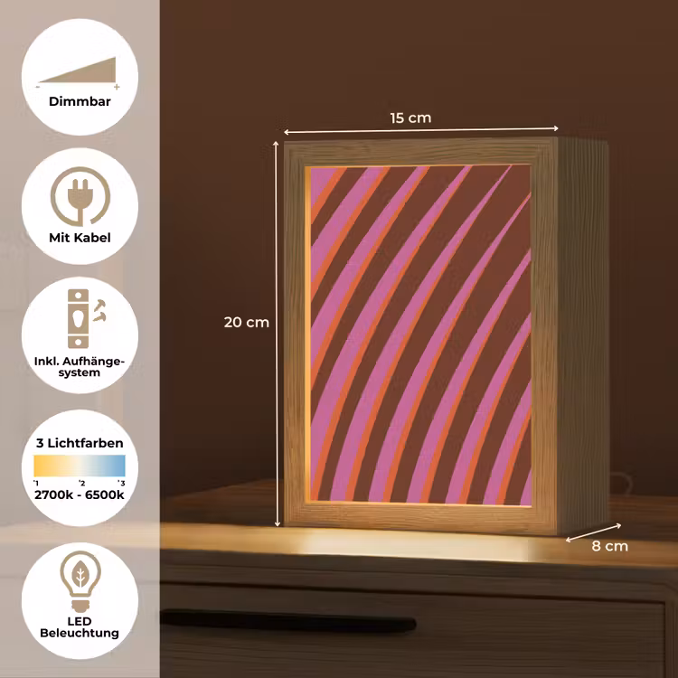 Lijnen - Rood - Beweging Light Box met kabel (Tafellamp) klein -USP_DE