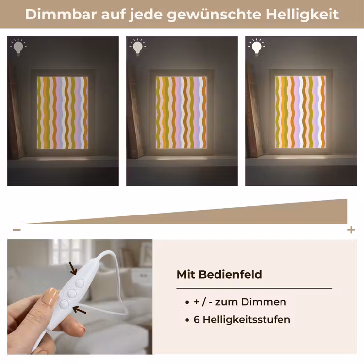 lijnen - Golven - Pastelkleuren - Patroon Light Box met kabel (Tafellamp) klein -USP_dimbaarDE