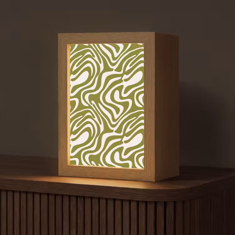 Lijnpatroon - Groen - Organisch Light Box met kabel (Tafellamp) klein 925 -z3d_website