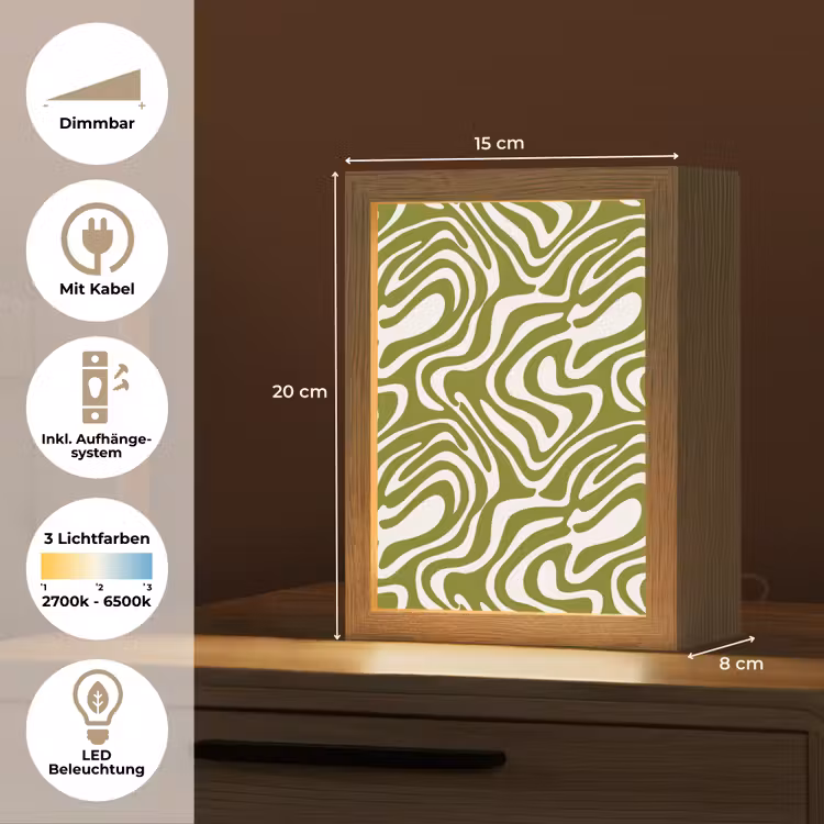 Lijnpatroon - Groen - Organisch Light Box met kabel (Tafellamp) klein 925 -USP_DE