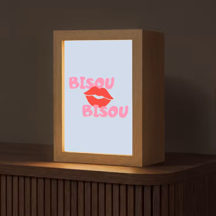 Lippen - Bisou - Blauw Light Box met kabel (Tafellamp) klein -z3d_website