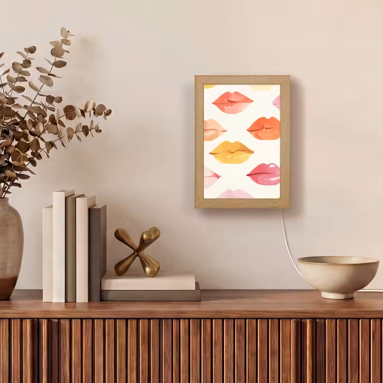 Lippen - Kleurrijk - Glanzend Light Box met kabel (Tafellamp) klein -sfeer2