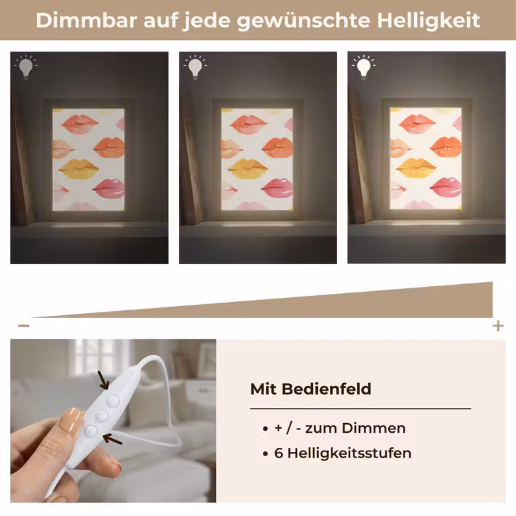Lippen - Kleurrijk - Glanzend Light Box met kabel (Tafellamp) klein -USP_dimbaarDE