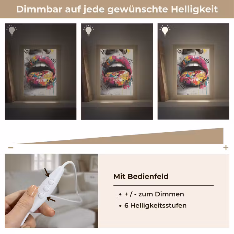 Lippen - Graffiti - Expressief Light Box met kabel (Tafellamp) klein -USP_dimbaarDE