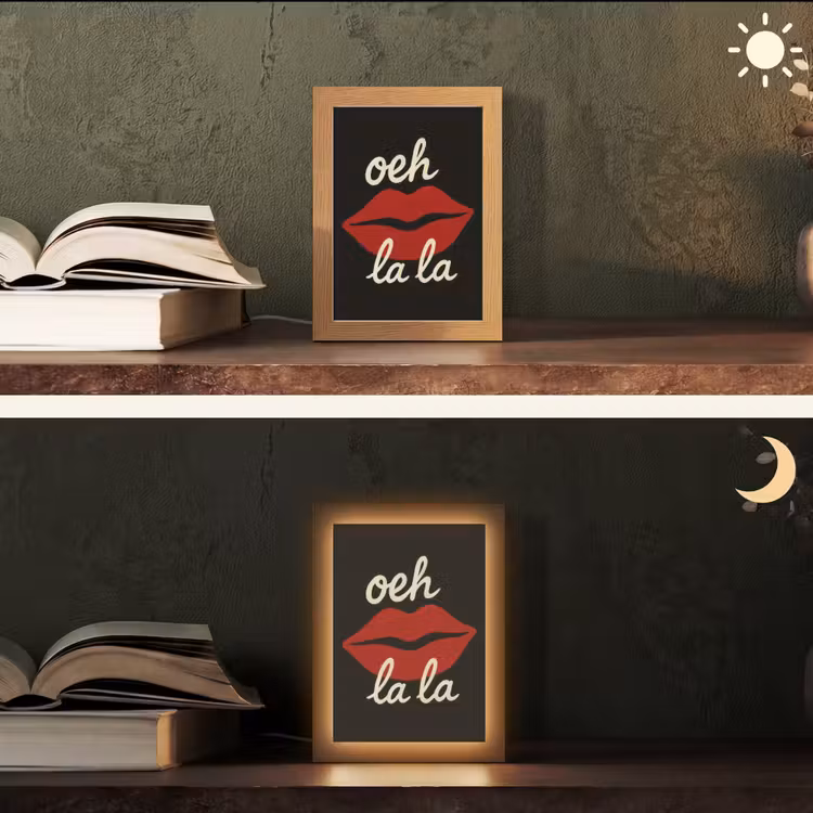 Lip - Rood - Quote Light Box met kabel (Tafellamp) klein -sfeer3