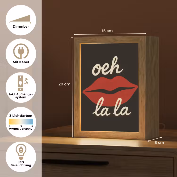Lip - Rood - Quote Light Box met kabel (Tafellamp) klein -USP_DE