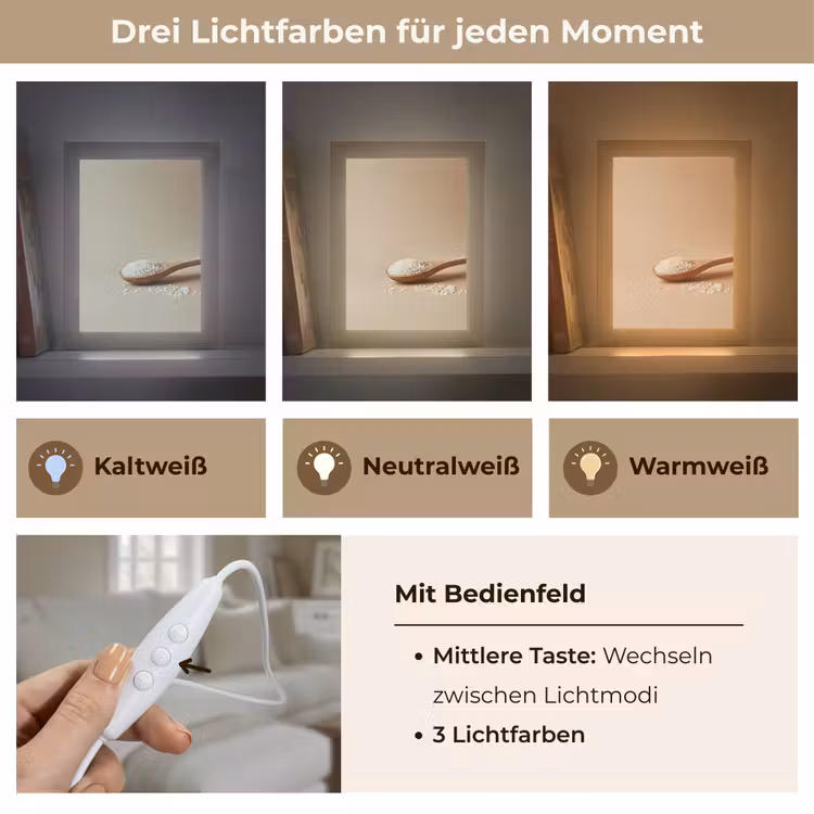 Lepel - Rijst - Hout - Beige Light Box met kabel (Tafellamp) klein -USP_lichtkleurDE