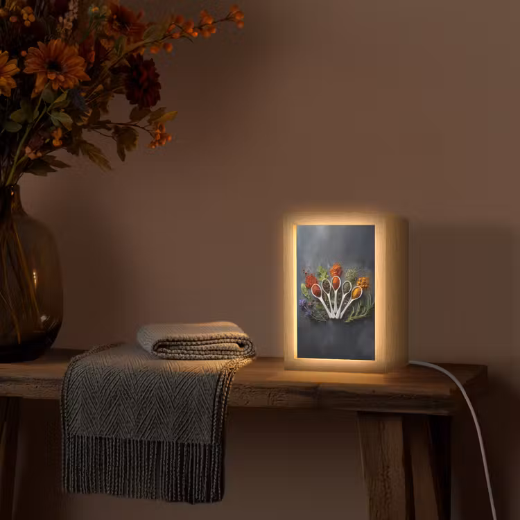 Lepels - Wit - Poeder - Kruiden Light Box met kabel (Tafellamp) klein -sfeer4