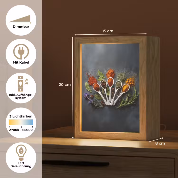 Lepels - Wit - Poeder - Kruiden Light Box met kabel (Tafellamp) klein -USP_DE