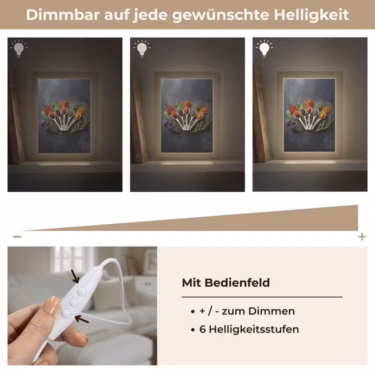Lepels - Wit - Poeder - Kruiden Light Box met kabel (Tafellamp) klein -USP_dimbaarDE