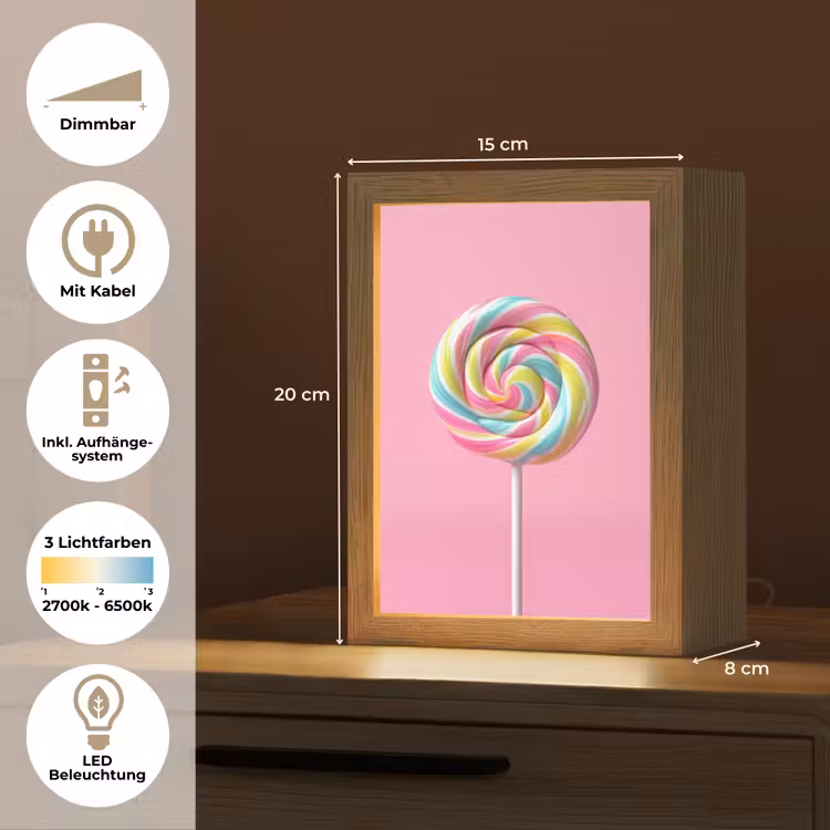 Lolly - Roze - Snoep - Zoet Light Box met kabel (Tafellamp) klein -USP_DE