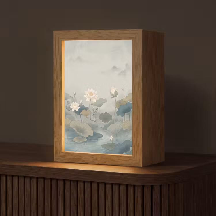 Lotus - Bloemen - Groen Light Box met kabel (Tafellamp) klein -z3d_website
