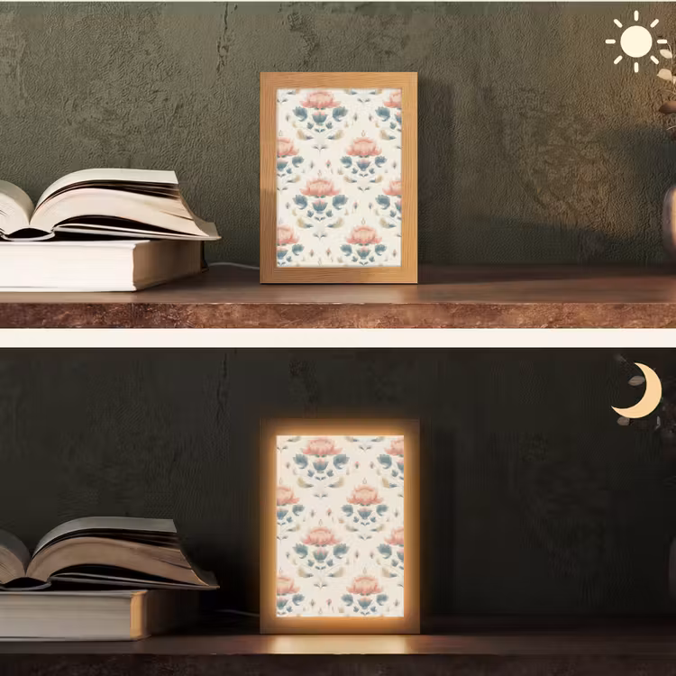Lotus - Bloemen - Roze Light Box met kabel (Tafellamp) klein 925 -sfeer3