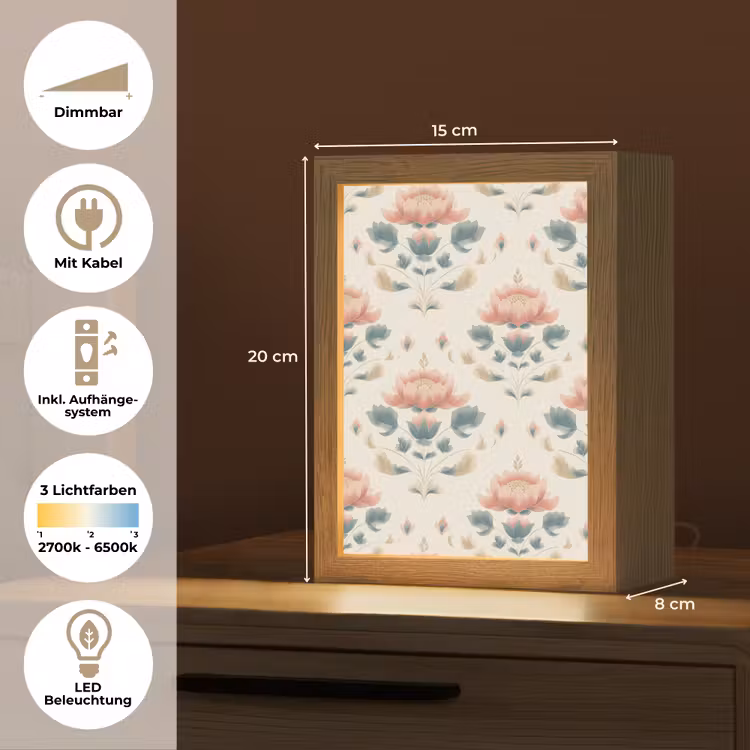 Lotus - Bloemen - Roze Light Box met kabel (Tafellamp) klein 925 -USP_DE