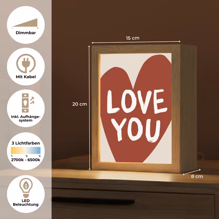 Loveyou - Hart - Rood Light Box met kabel (Tafellamp) klein -USP_DE