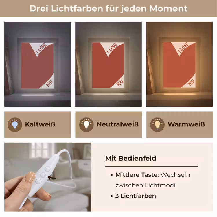 Loveyou - Rood - Hart Light Box met kabel (Tafellamp) klein -USP_lichtkleurDE