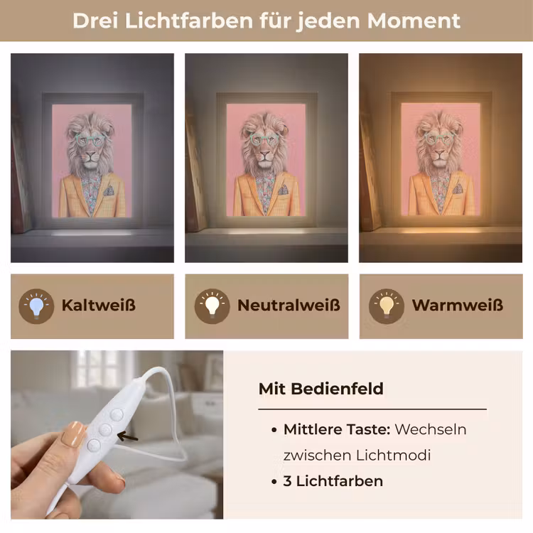 Leeuw - Pak - Geruit - Bril Light Box met kabel (Tafellamp) klein -USP_lichtkleurDE