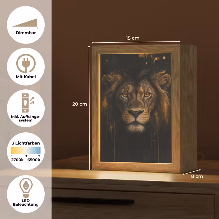 Leeuw - Goud - Druppels Light Box met kabel (Tafellamp) klein -USP_DE