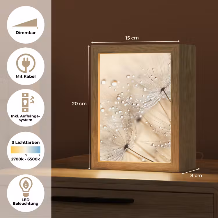 Paardenbloem - Abstract - Natuur - Beige Light Box met kabel (Tafellamp) klein -USP_DE