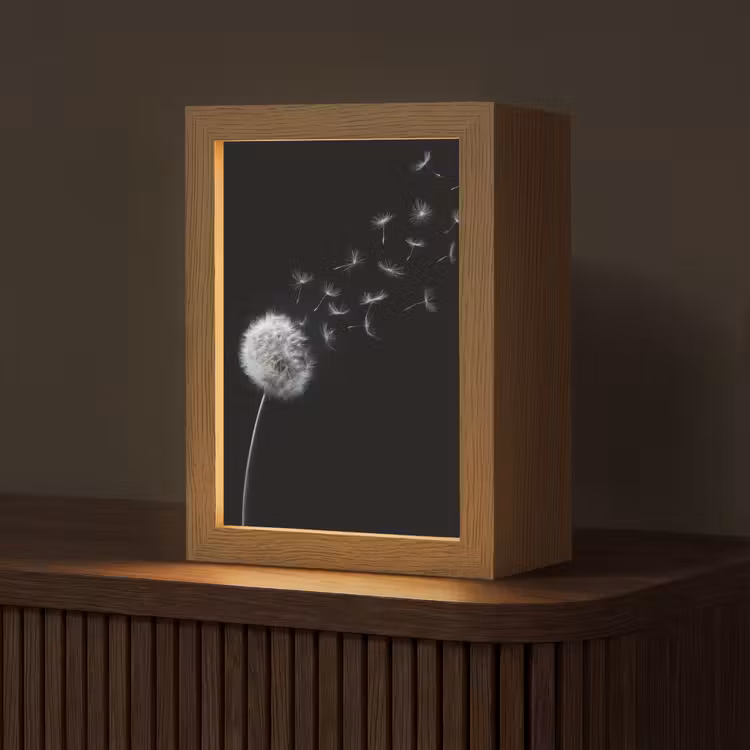 Paardenbloem - Zwart - Natuur Light Box met kabel (Tafellamp) klein -z3d_website