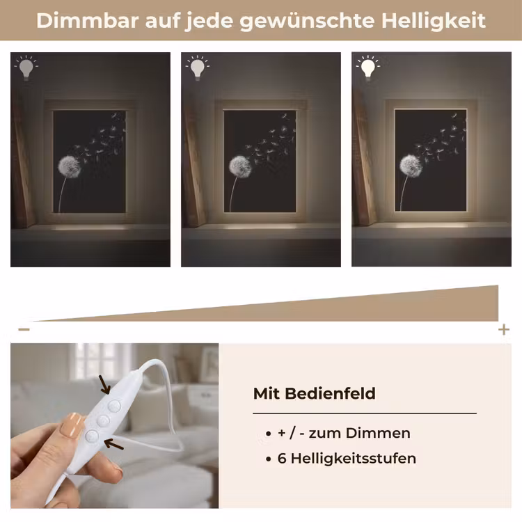 Paardenbloem - Zwart - Natuur Light Box met kabel (Tafellamp) klein -USP_dimbaarDE
